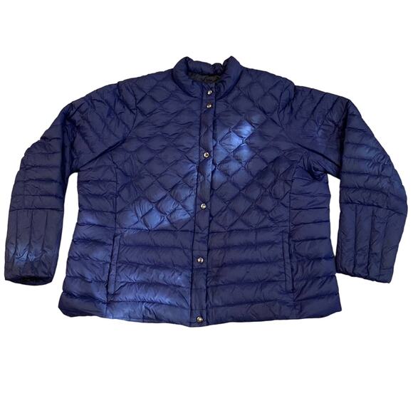 Land's End Beautiful Blue Quilted Puffer Down Jacket Size 1X - Picture 2 of 12
